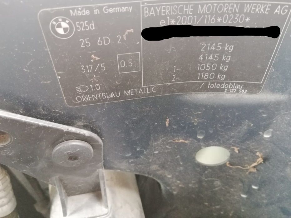 Błotnik maska zderzak BMW E60 orientblau metallic