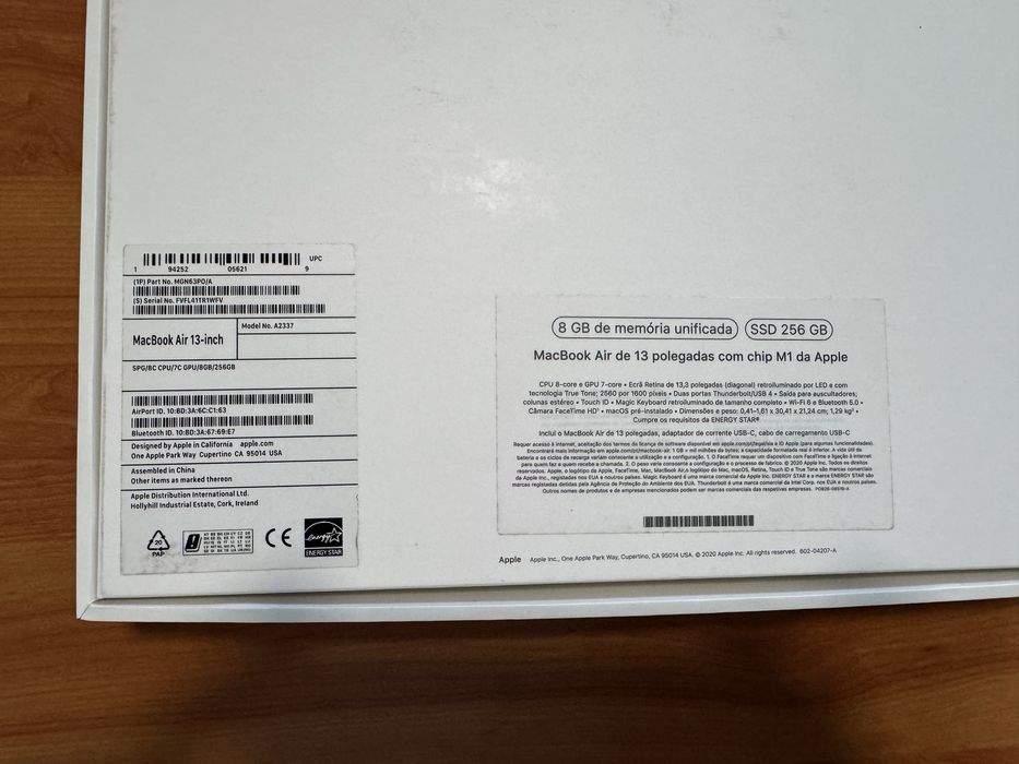 Macbook Air 13’’ M1 SSD 258GB como novo