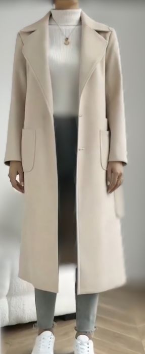 Elegancki płaszcz ecru S