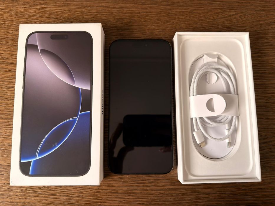 iPhone 16 Pro Max, 512GB, titânio preto. 
6 meses de uso, 100% saúde d