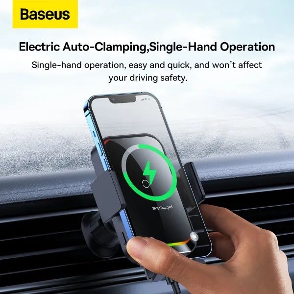 Держатель тримач Baseus Halo Electric 15W в авто Бездротова зарядка