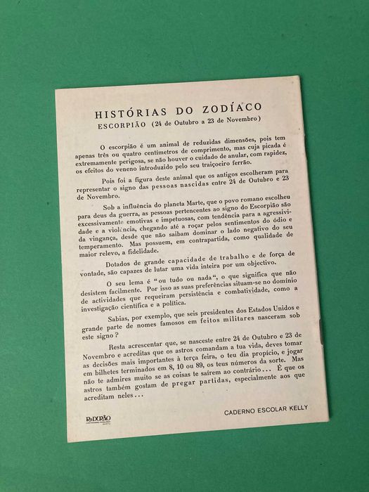 Caderno Escolar Signo Escorpião Anos 70/80 R. Durão