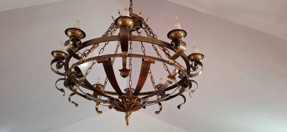 Lote 16 candeeiros em ferro forjado (5 teto + 11 parede)