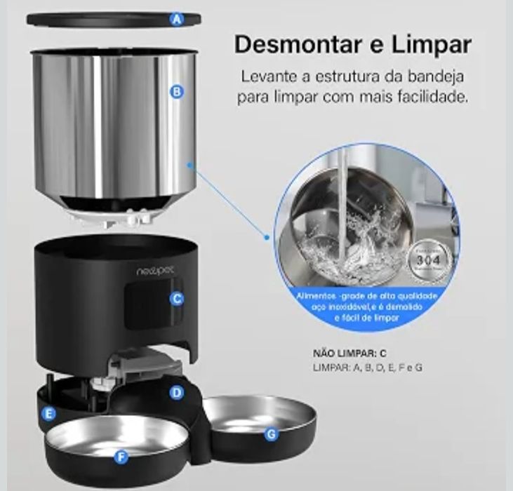 Comedouro wifi duplo cao ou gato