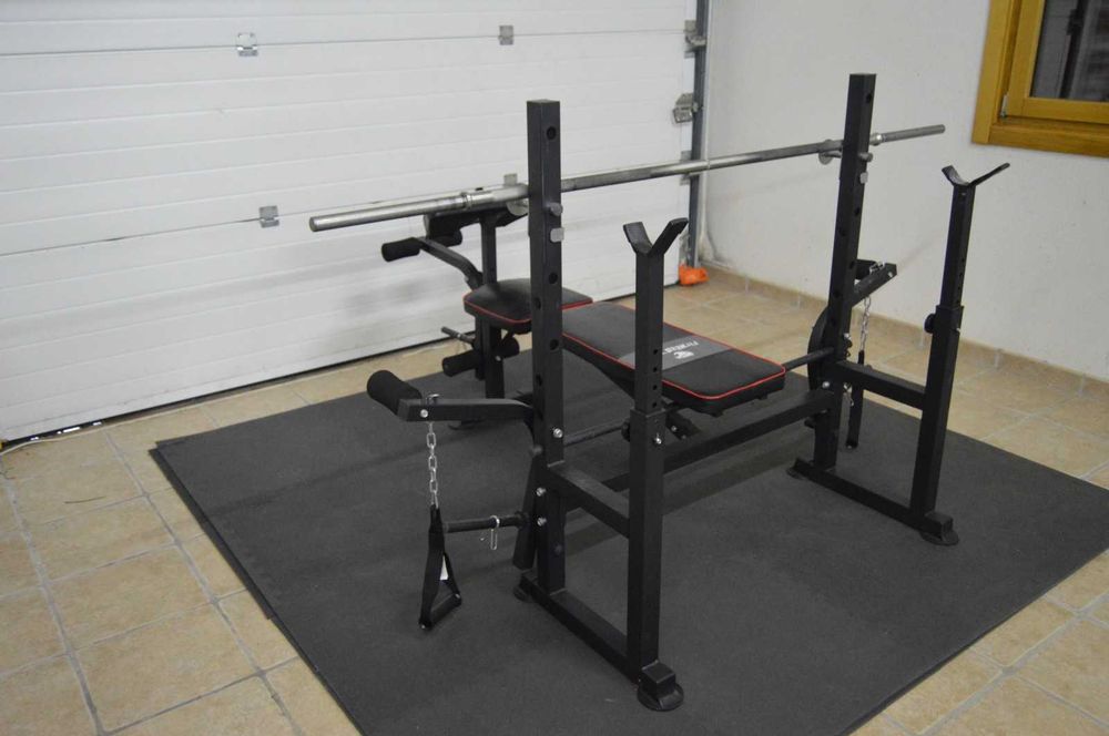 Banco de Musculação Multiestação Fitness Tech + Barra 10kg