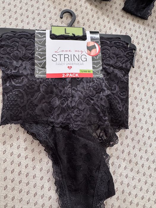 2 pary majtek koronkowych stringi L 44-46 nowe