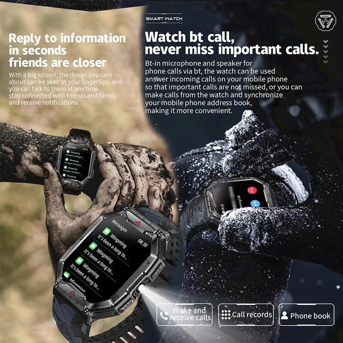 Тактичний годинник | Смарт часы | Smart Watch KR82