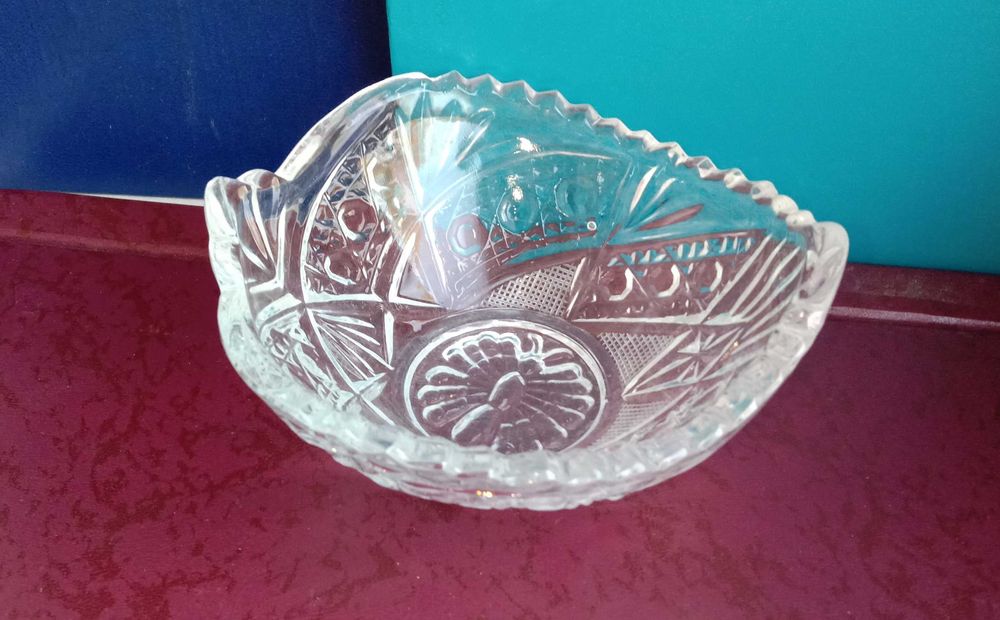 Конфетница «Листик», салатник, вазочка. Посуда. Хрусталь СССР