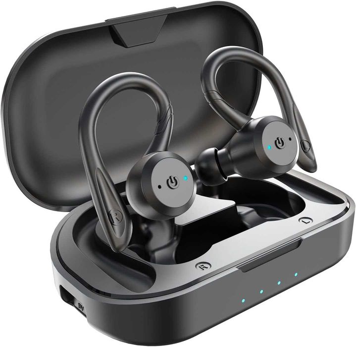 APEKX Słuchawki Bezprzewodowe Bluetooth IPX7 Etui Ładujące Czarne JAK NOWE