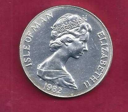 ILHA DE MAN  ON CROWN 1982  PRATA BELA