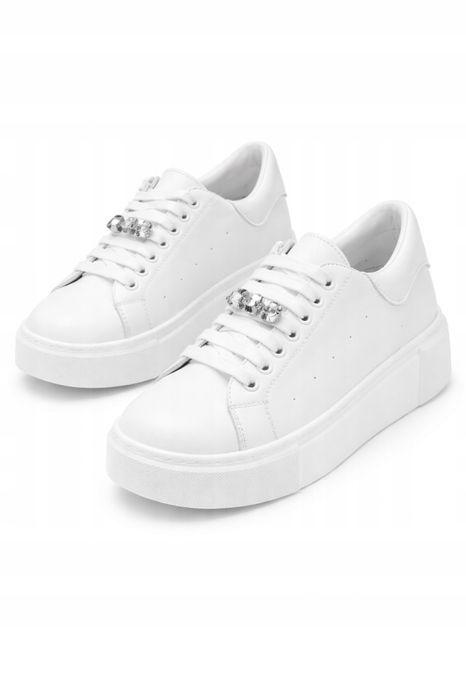 Sneakersy Buty Sportowe na Grubej podeszwie Purlina Skórzane 39