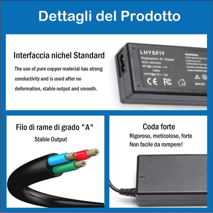 Zasilacz Ładowarka do Asus, Toshiba 65W 19V 3.42A 5.5-2.5mm