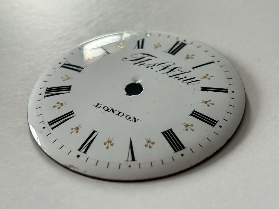Tarcza zegarka kieszonkowego Szpindlak Th. Witt London Ortginalna logo