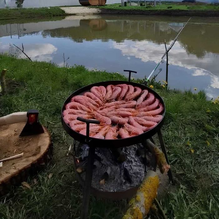 Комплект для костра сковорода из диска бороны с крышкой и ножками для плова мяса овощей