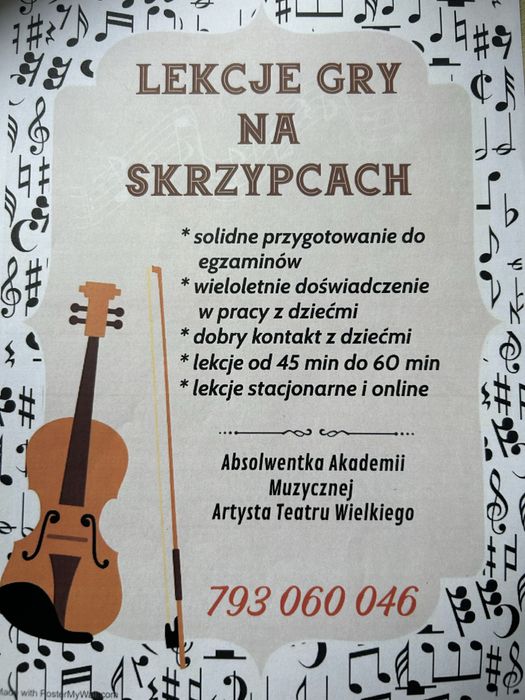 Korepetycje:skrzypce/kształcenie słuchu/zasady muzyki-zapraszam!