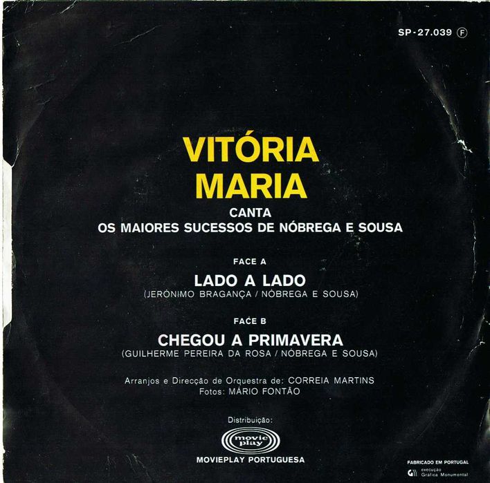 Vitória Maria ‎– Lado A Lado - 1979 - Moviplay Disco EP 45 rpm -