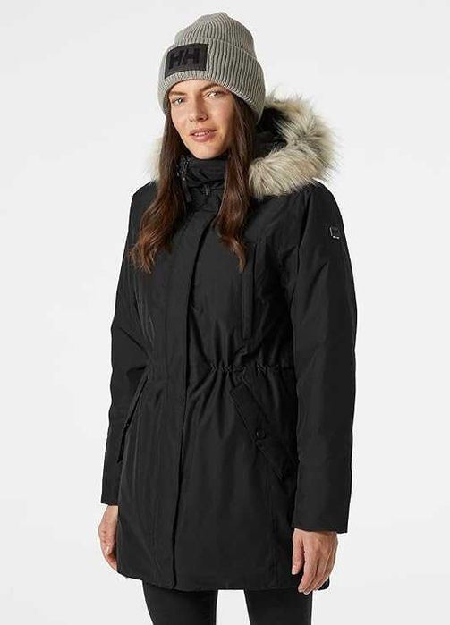Damska Kurtka HELLY HANSEN W Irma Parka Futrzany Kołnierz Czarny L