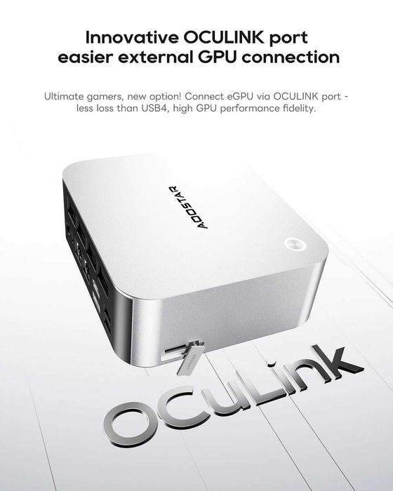 AOOSTAR MACO Міні ПК AMD Ryzen 7 PRO 8845HS / H255 Radeon 780M Oculink