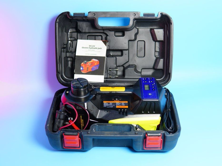Электрогидравлический домкрат для авто 3 в 1 (Домкрат, Компрессор, Фон