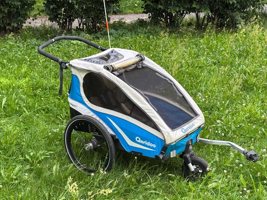 Przyczepka rowerowa Qeridoo Kidgoo 1 – amortyzacja, bagażnik, wózek, przyczepa, flaga, komfort i wygoda
