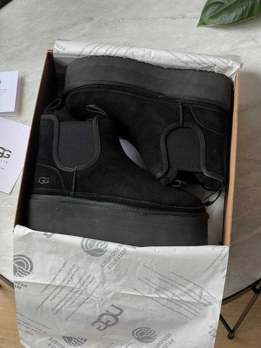 АКЦІЯ! Жіночі натуральні уггі Ugg Neumel Chelsea Black Platform(36-41)