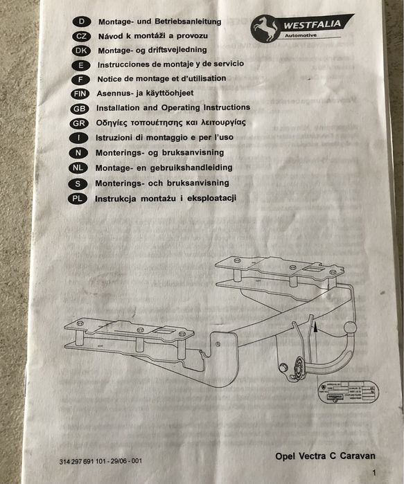 Hak holowniczy Westfalia Opel Vectra c kombi