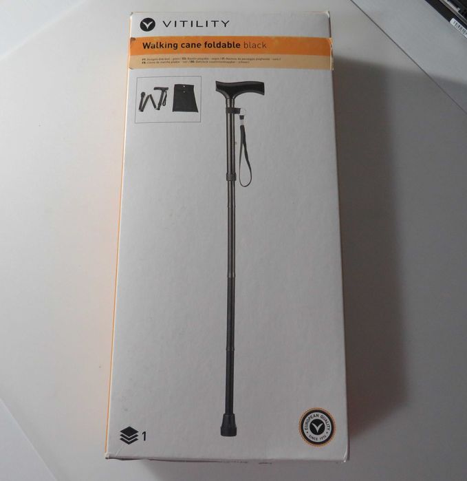 Bengala Dobrável Preta com bolsa da Vitility Nova e Selada