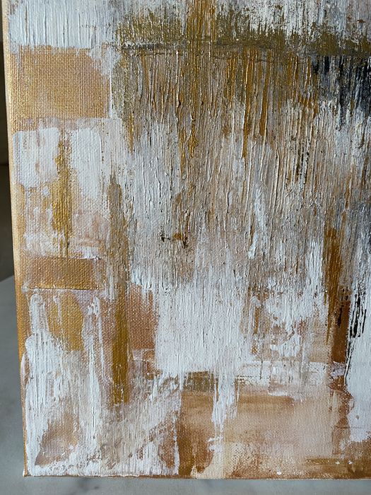 Obraz strukturalny abstrakcyjny ręcznie malowany złoto 30x40cm