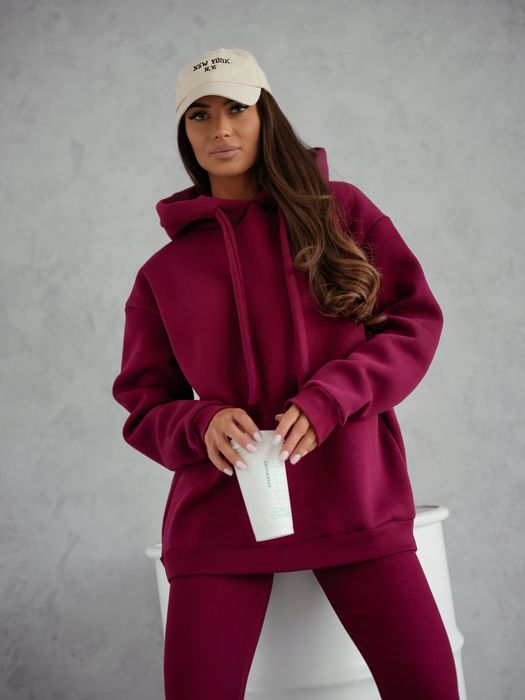 komplet bluza+legginsy prążek bordowy uniwersalny bawełna