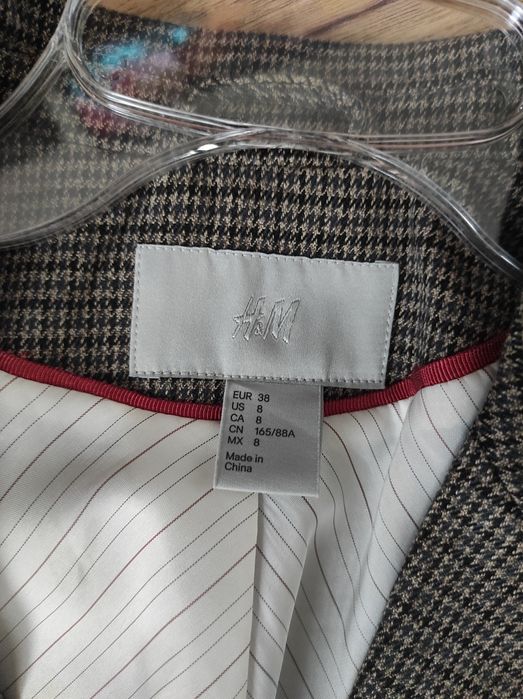 Marynarka w kratkę z kieszeniami H&M, r. 38
