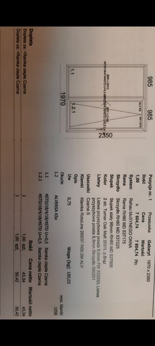 Drzwi tarasowe  PSK (Turner oak malt-woodec) 1970x2350mm.