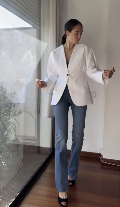 Блейзер жакет святковий білий Zara, L-XL