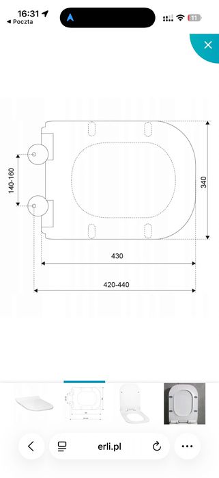 Zamiennik deska sedesowa slim duroplast do  roca