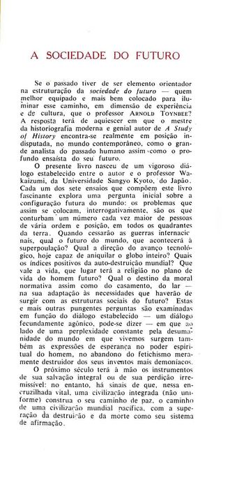"A Sociedade do Futuro" de Arnold Toynbee