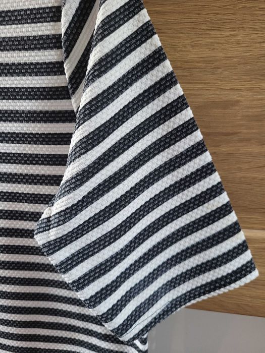 Bluzka damska 38 S/M krótki rękaw paski biały czarny lato