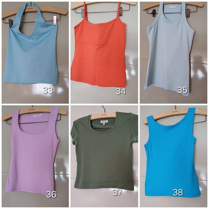 Blusas e tops tamanho S/M.
Roupa de senhora. 
Em bom estado.