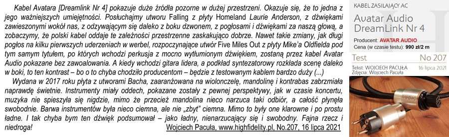 Kabel zasilający Avatar Audio DREAMLINK Nr 2 stary model -40%