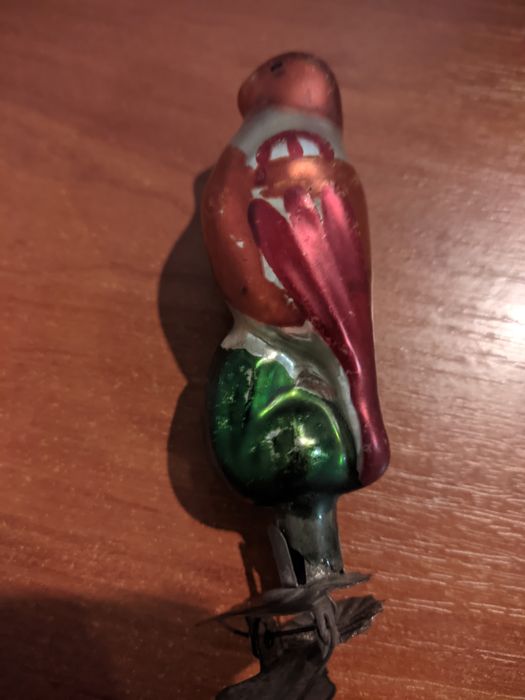 Ёлочная игрушка на прищепке.Цена снкгиря 600 редкая 59-60 годов