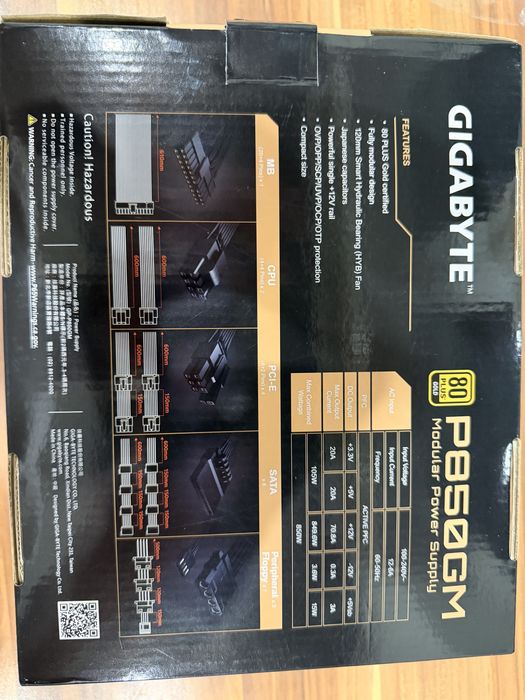 Zasilacz modularny 850W Gigabyte P850GM