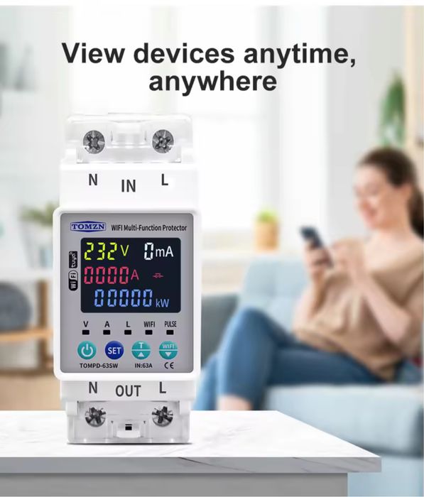 Розумне реле TOMZN TOMPD-63sw WiFi TUYA ватметр