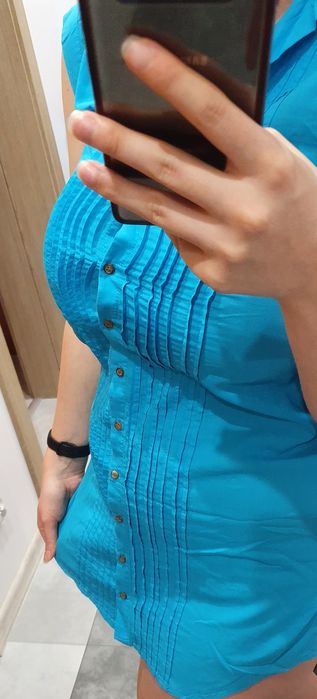Bluzka niebieska ZARA S 36 tunika turkus