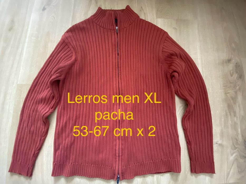 Lerros men XL brązowy ceglasty męski sweter kardigan na zamek