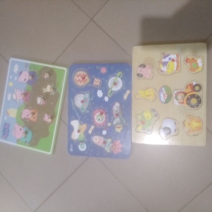 Układanki drewniane -3 sztuki