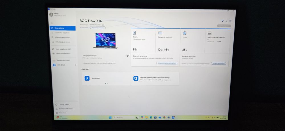 Asus ROG Flow X16 Ryzen 7 6800HS, RTX 3060 6GB, 1TB SSD, 16GB Ram DDR5, win11, dotykowy ekran
