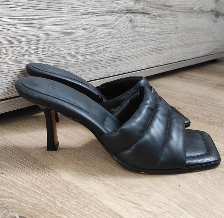 Klapki na obcasie szpilki sandały H&M 38