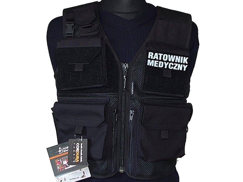 Modułowa Kamizelka Taktyczna Ratownika czarna z kompletem emblematów