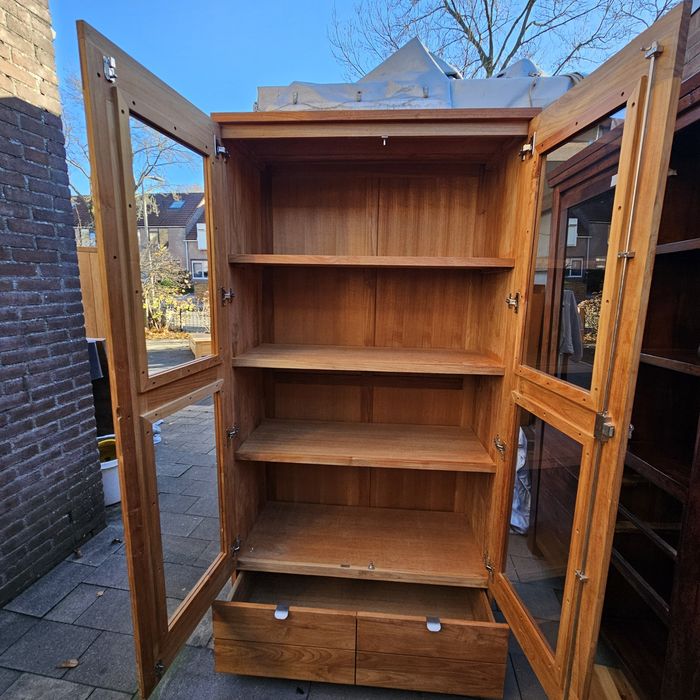Drewniana witryna / biblioteczka 195x100x45,5, lity teak