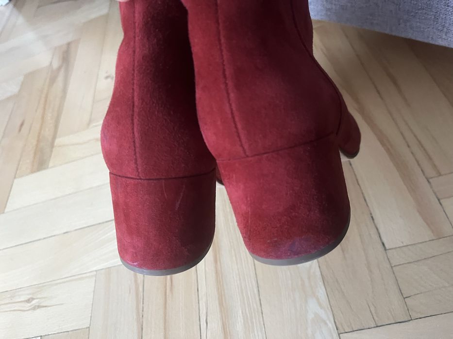Botki Högl bordowe 38.5 zamszowe