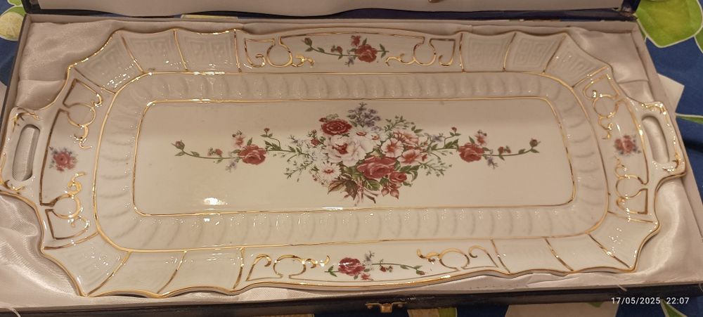 Travessa para bolo com faqueiro