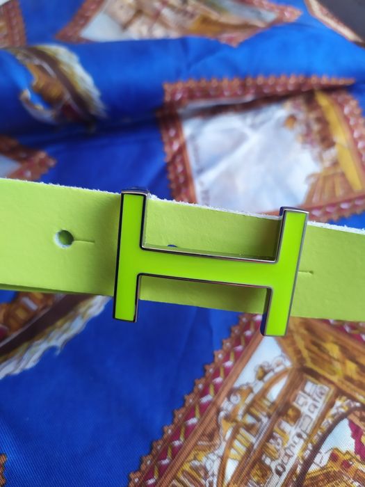 Шкіряний жіночий салатовий ремінь Weinmann кожаный женский ремень